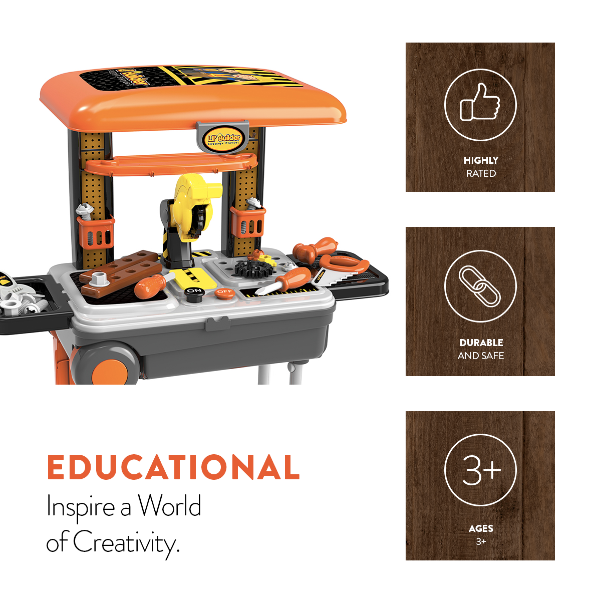 World Tech Toys - Wholesale Toy Set - Kids - 36 Piece Lil Builder Mobile Suitcase Luggage Kids Playset3