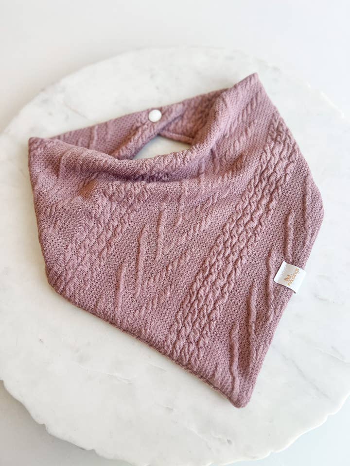Mauve Cable Knit Sweater Bandana for wholesale by Pet Musings