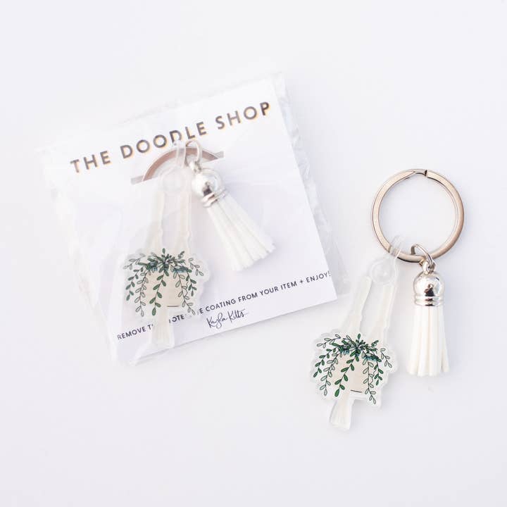 The Doodle Shop - Wholesale Keychain - Women's - Plant + Macrame Hanger Keychain0