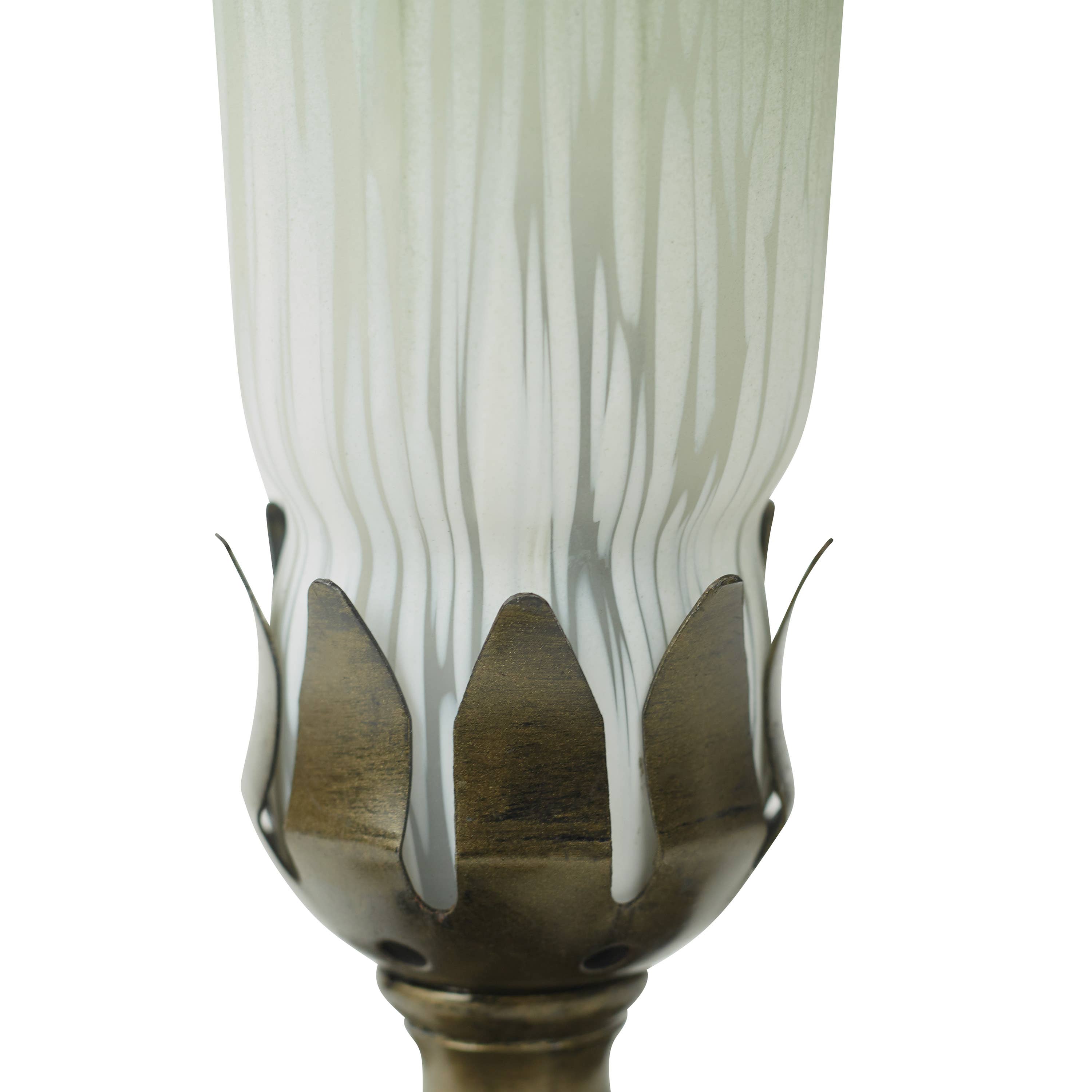 River of Goods - Wholesale Accent/Desk Lamp - 8"H White & Green Lily Glass Butterfly Accent Lamp8