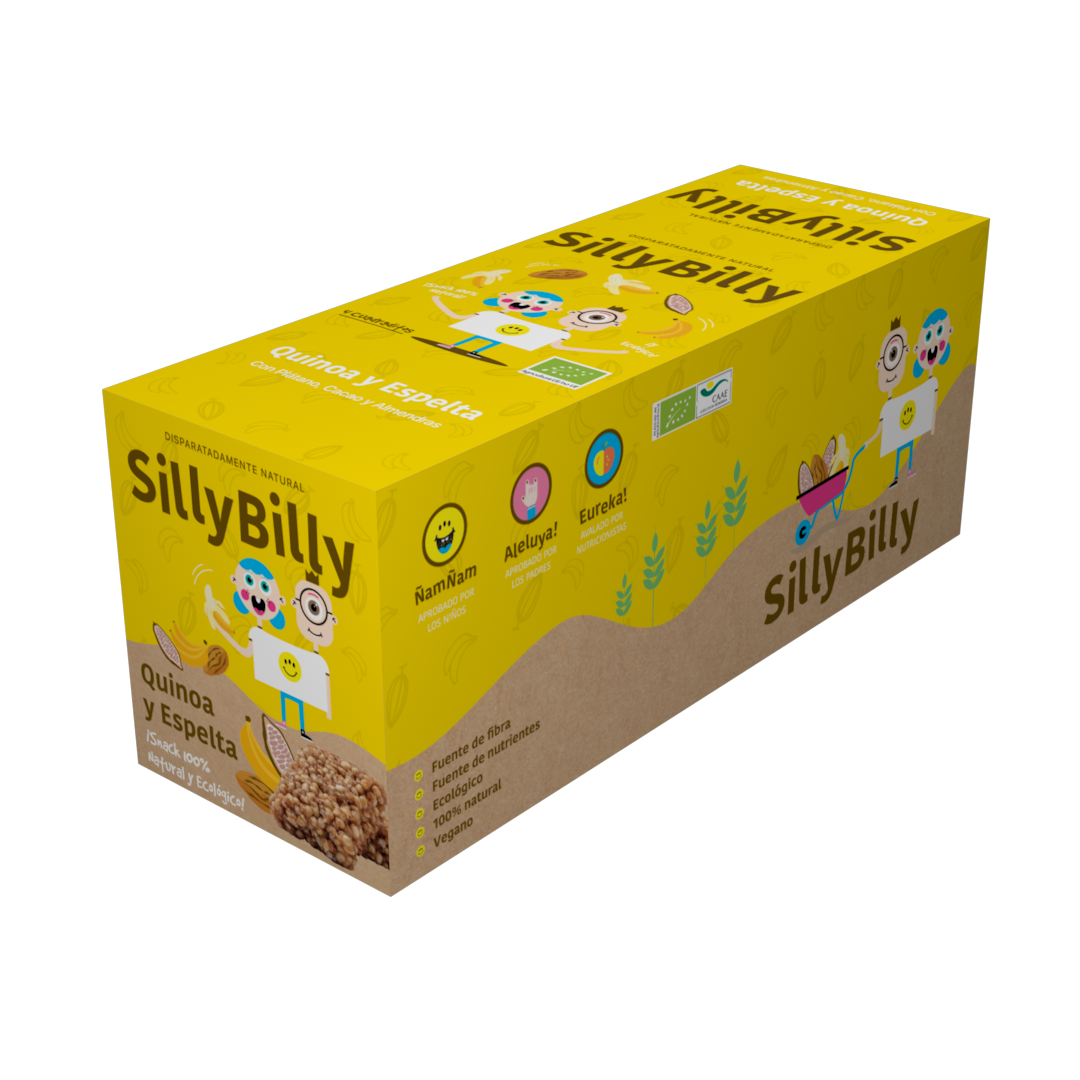 SillyBilly - Wholesale Snack Bar - Quinoa, Spelled, Banana, Cocoa and Almond Squares1