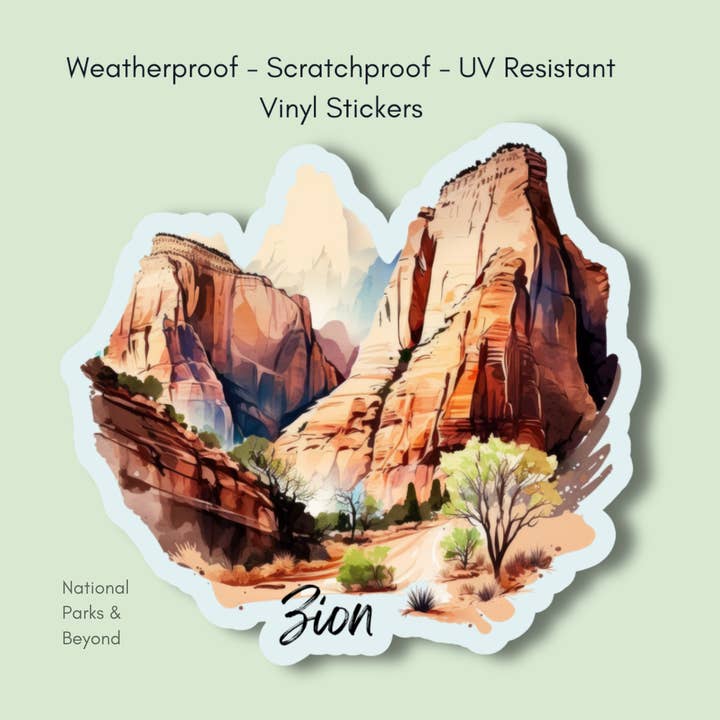 National Parks and Beyond - Wholesale Phone & Laptop Stickers - Zion National Park - Utah's Big 5 Watercolor 3" Sticker