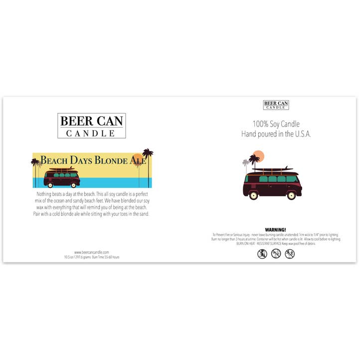 Front Street Designs - Wholesale Jar/Filled Candle - Beer Can Candle Original Scent - Beach Days Blonde Ale