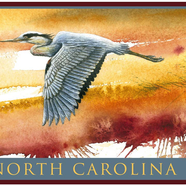 Coucher de soleil en Caroline du Nord Héron planant Aimant BA pour la vente par Kalan Souvenir