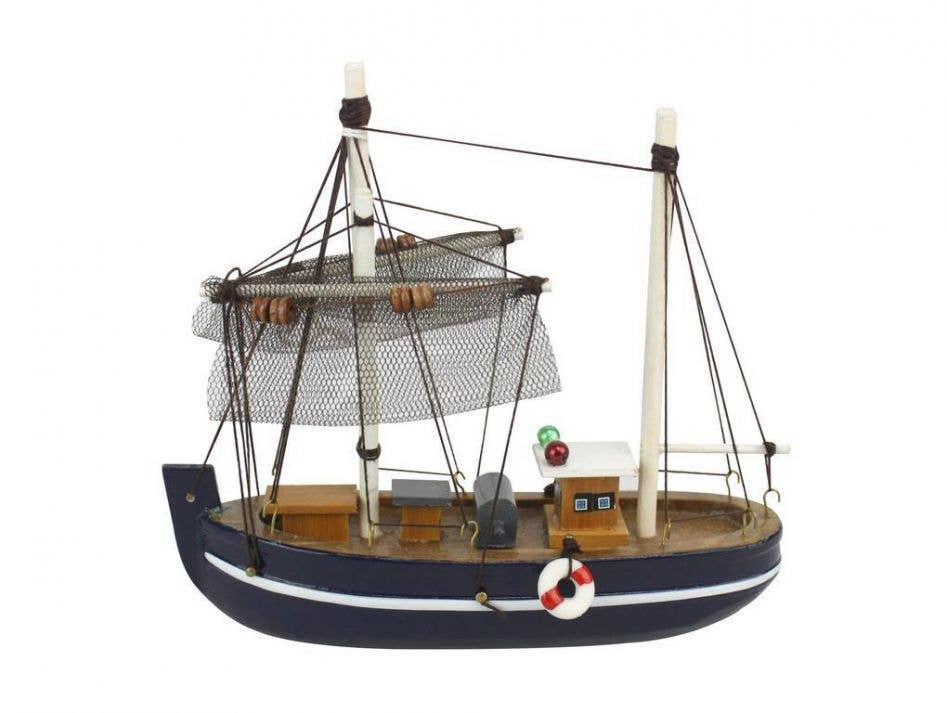 Hampton Nautical - Wholesale Decorative Tabletop Object - Fine Catch Model Fishing Boat 6"0