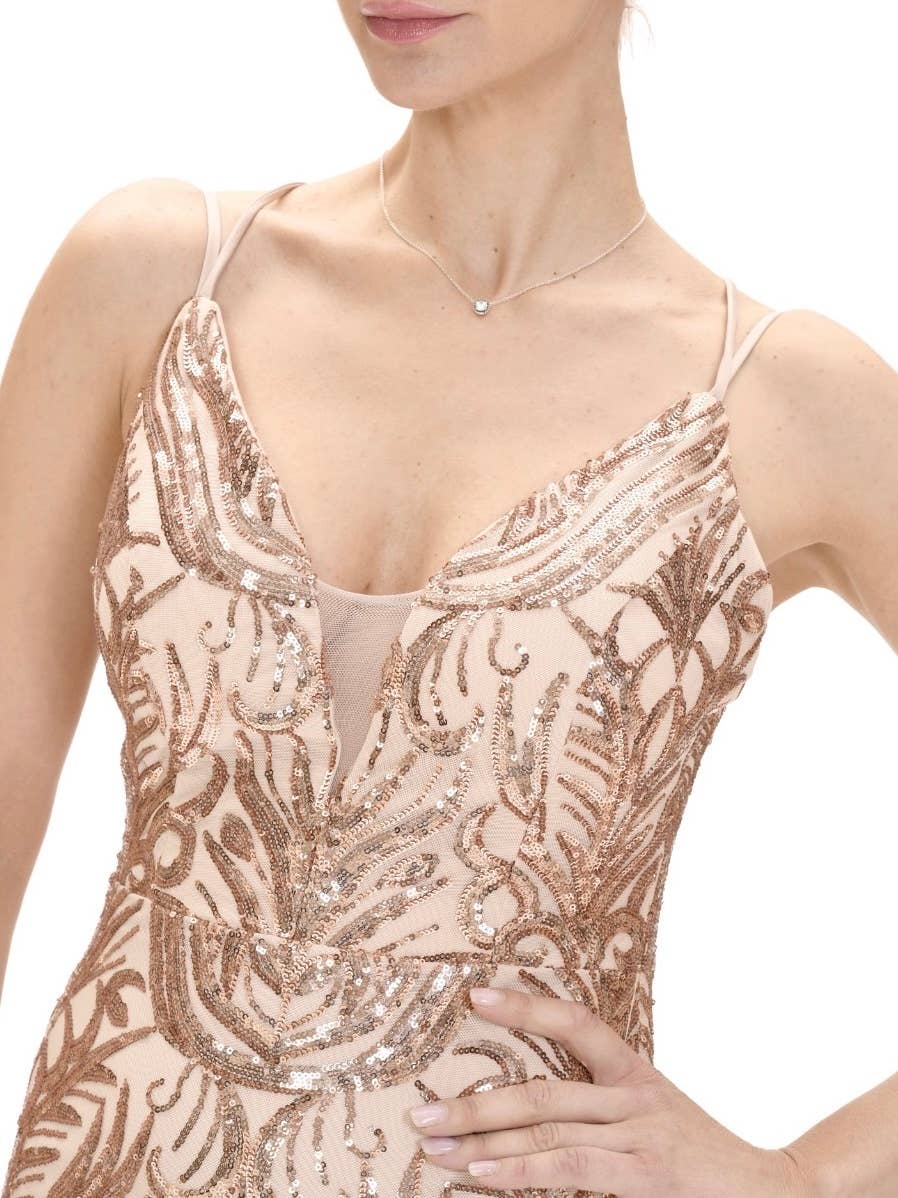 Victoria Moda - Vendita all'ingrosso Abito da sera - Donna - Abito da festa con paillettes, scollo a sirena e schiena scoperta1