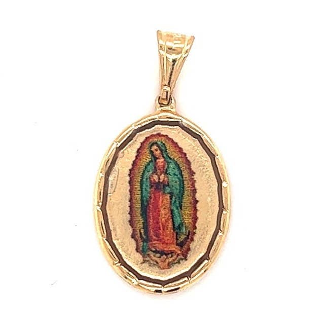 18K Gold Filled Guadalupe Religious Pendant For Mens Necklace, Virgen De Guadalupe Charm, Our Lady of Guadalupe Religious Charm, Saint Charm for wholesale by The Bead Bazaar