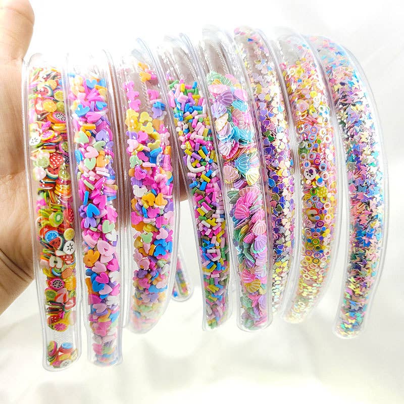 Little Trendy - Wholesale Hair Accessories Set - Kids - Girls cute Transparent Quicksand Sequin Teeth Hairband Hoops9
