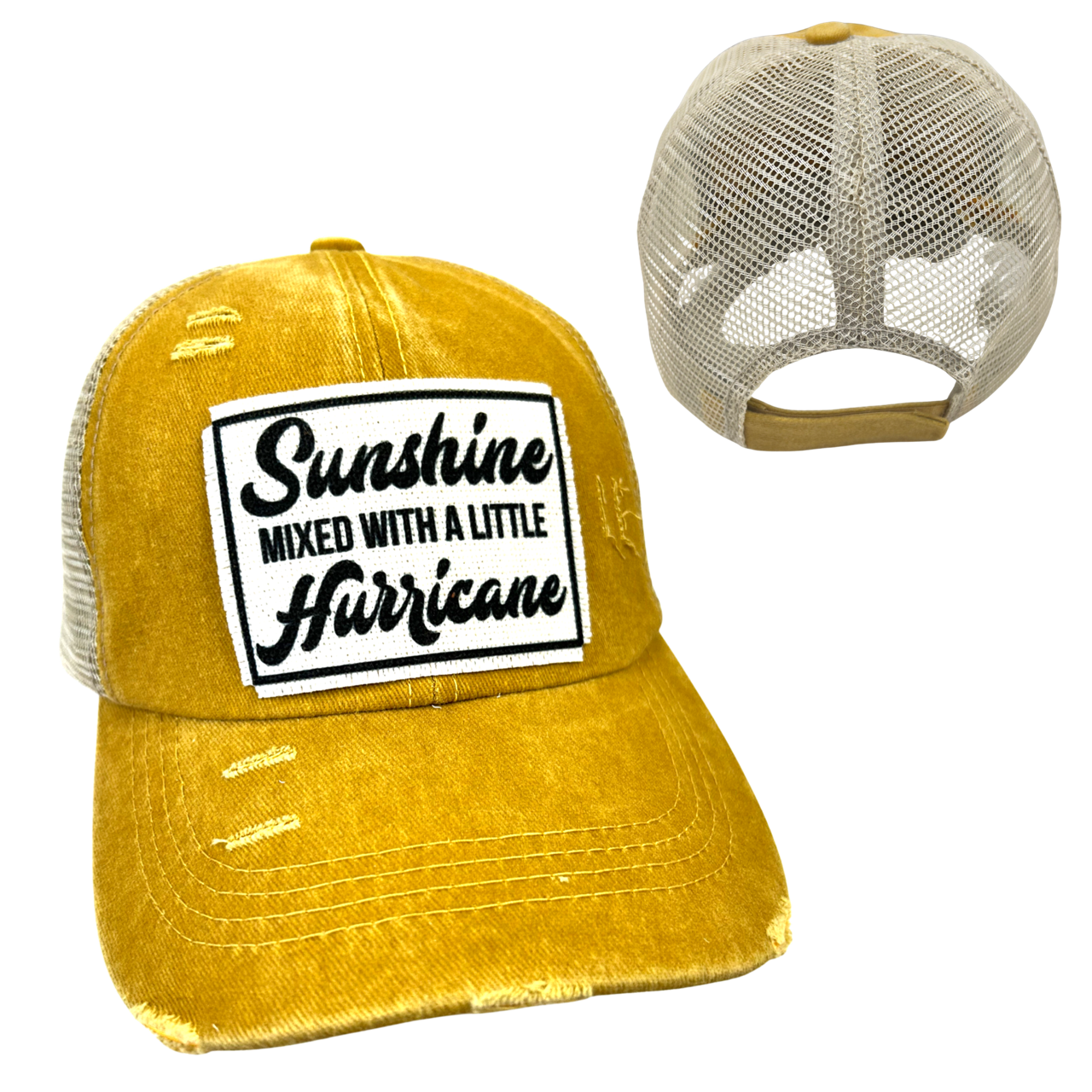 dkhandmade - Wholesale Trucker Hat - Women's - SUNSHINE WITH A LITTLE HURRICANE | WOMAN'S HAT | DISTRESSED5