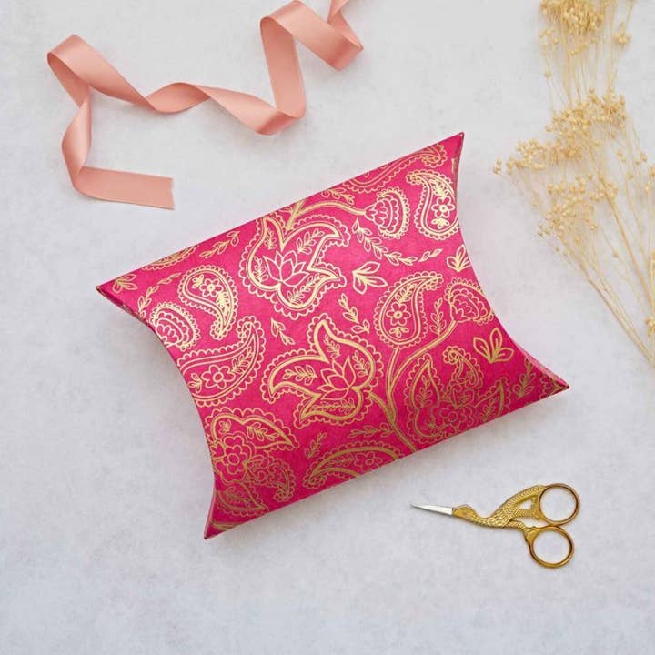 The Paper High Gift Company Limited - Wholesale Gift Box - Paisley Lokta Pillow Box Style Gift Box - Various Colours