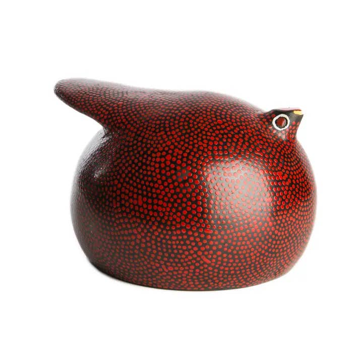 Dana Esteline – wholesale Decorative tabletop object – RED AND BLACK GUINEA FOWL - 100% Handcrafted Ceramic