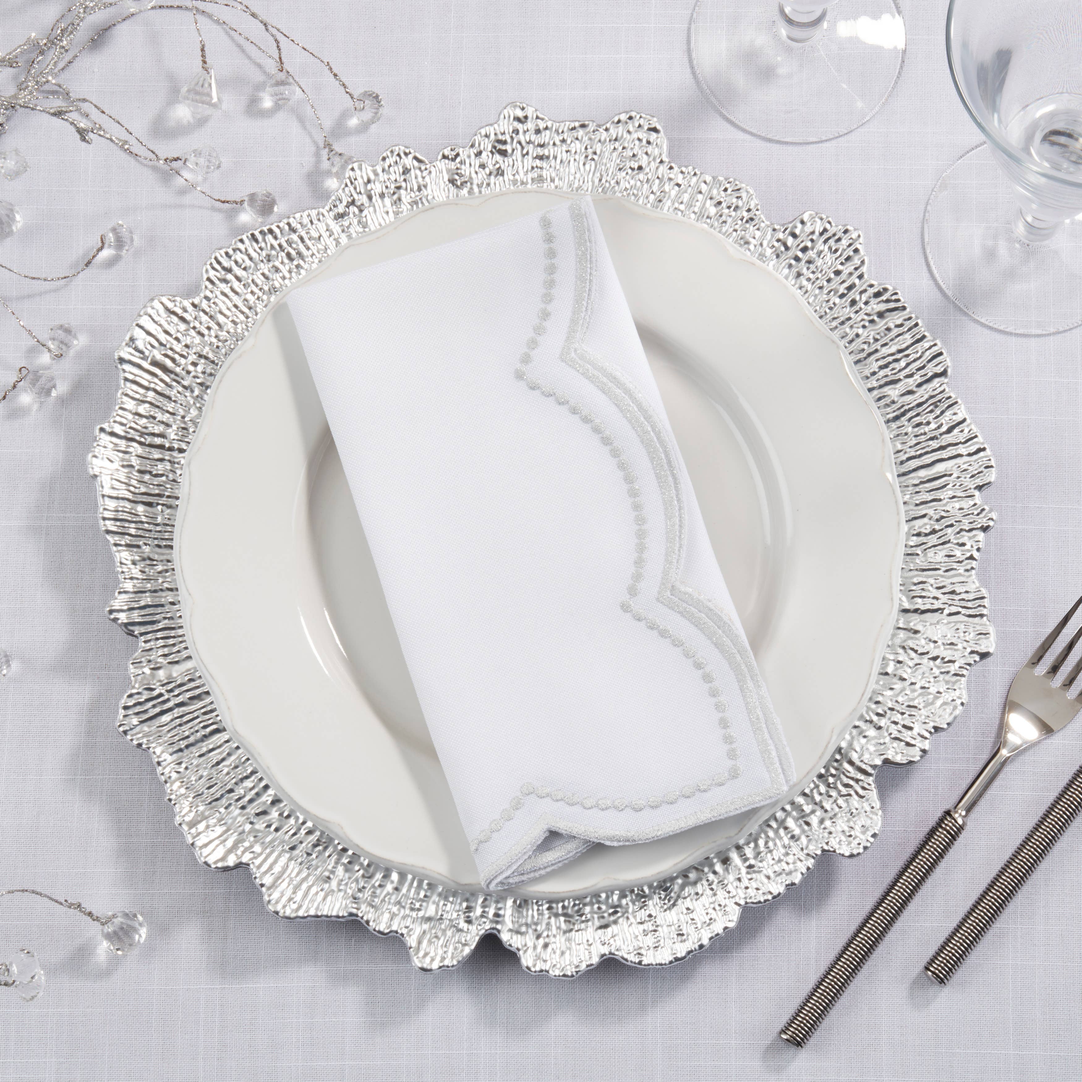 Saro Lifestyle – Guardanapo e pano de jantar por atacado – Guardanapo Bordado de Bolinhas c/ Borda de Vieira10