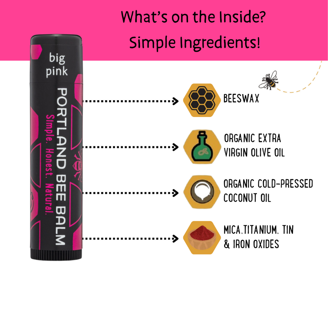 Portland Bee Balm - Wholesale Lip Balm - Big Pink Tinted Beeswax Lip Balm Display – 24-Count4