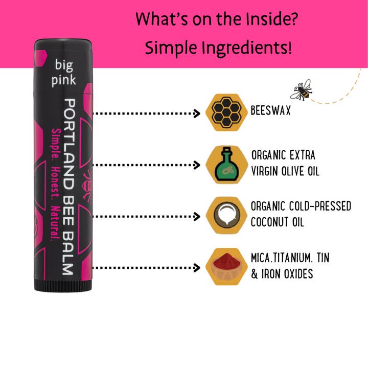 Portland Bee Balm - Wholesale Lip Balm - Big Pink Tinted Beeswax Lip Balm Display – 24-Count4