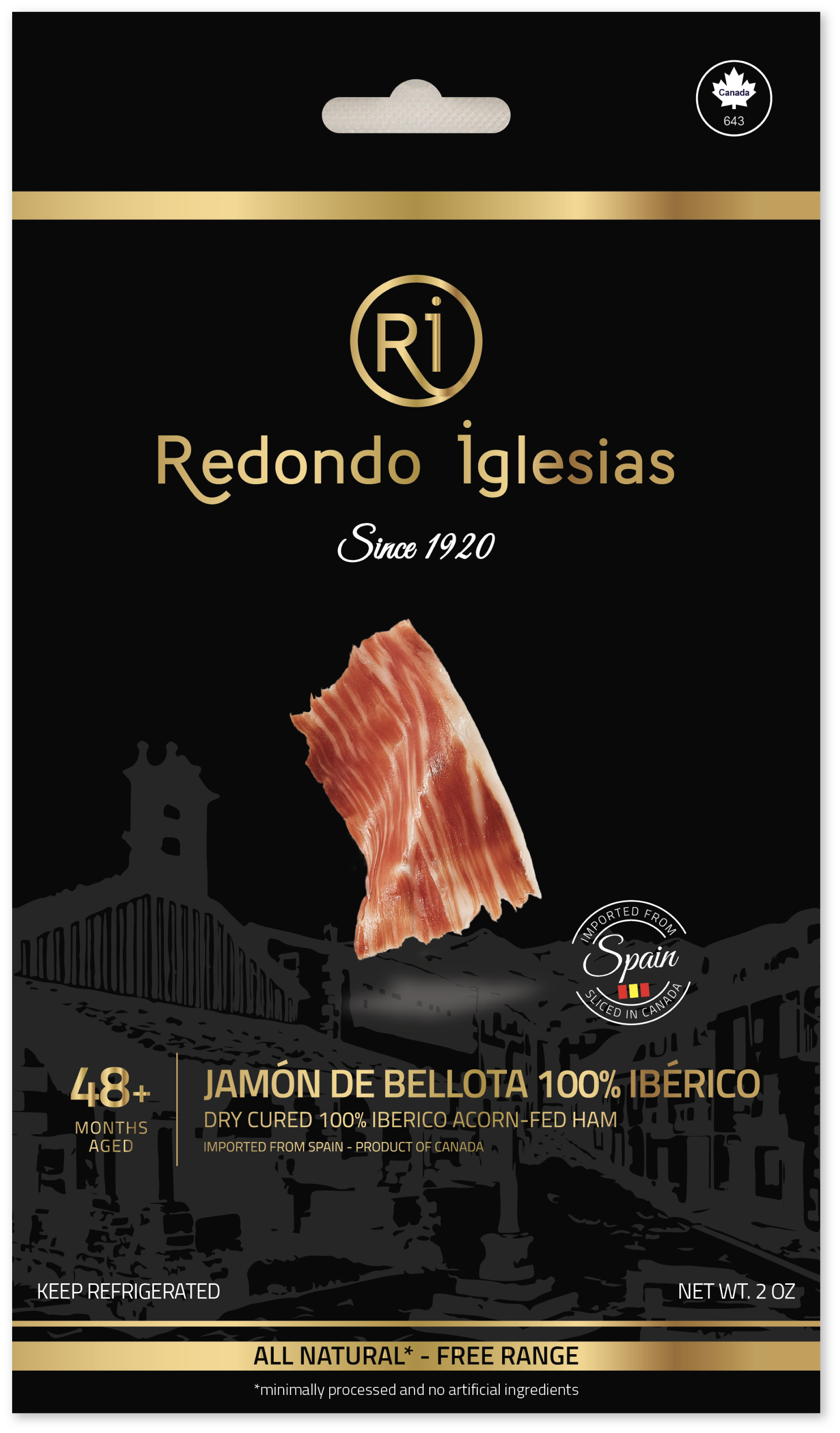 Redondo Iglesias - Wholesale Ham - 100% Iberico Ham Acorn-Fed  48 months aged  - Sliced 2oz1