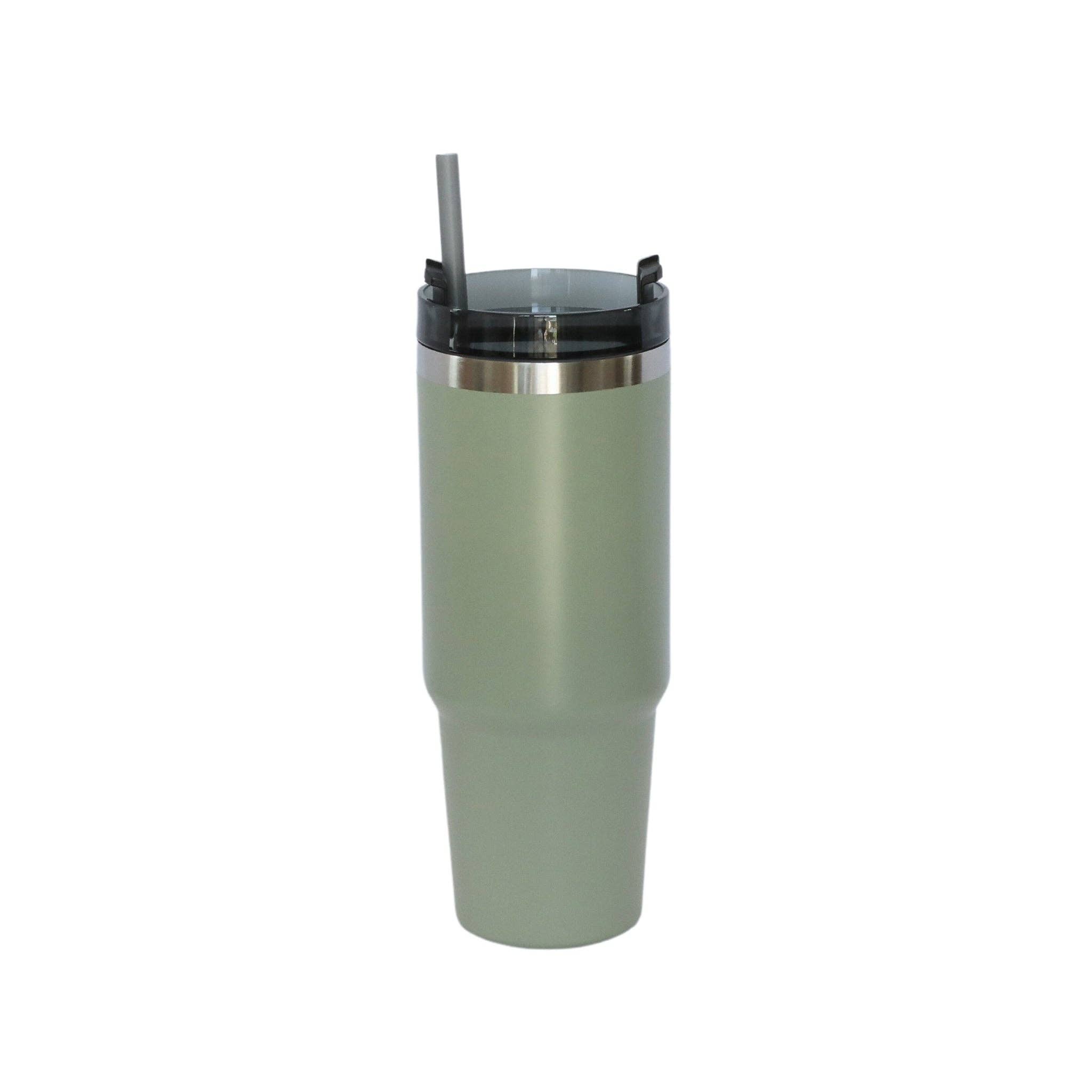 Creative Gifts International Inc. - Wholesale Insulated Mug/Tumbler - 30 Oz Stainless Steel Tumbler with Straw - Sage Green1