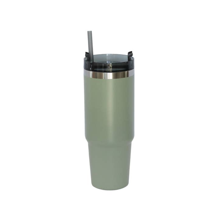 Creative Gifts International Inc. - Wholesale Insulated Mug/Tumbler - 30 Oz Stainless Steel Tumbler with Straw - Sage Green1