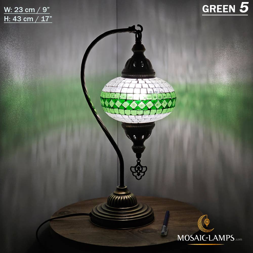 Mosaic Lamps - Wholesale Accent/Desk Lamp - 10+Colors - Gooseneck Large Globe Mosaic Table Lamp, Turkish28