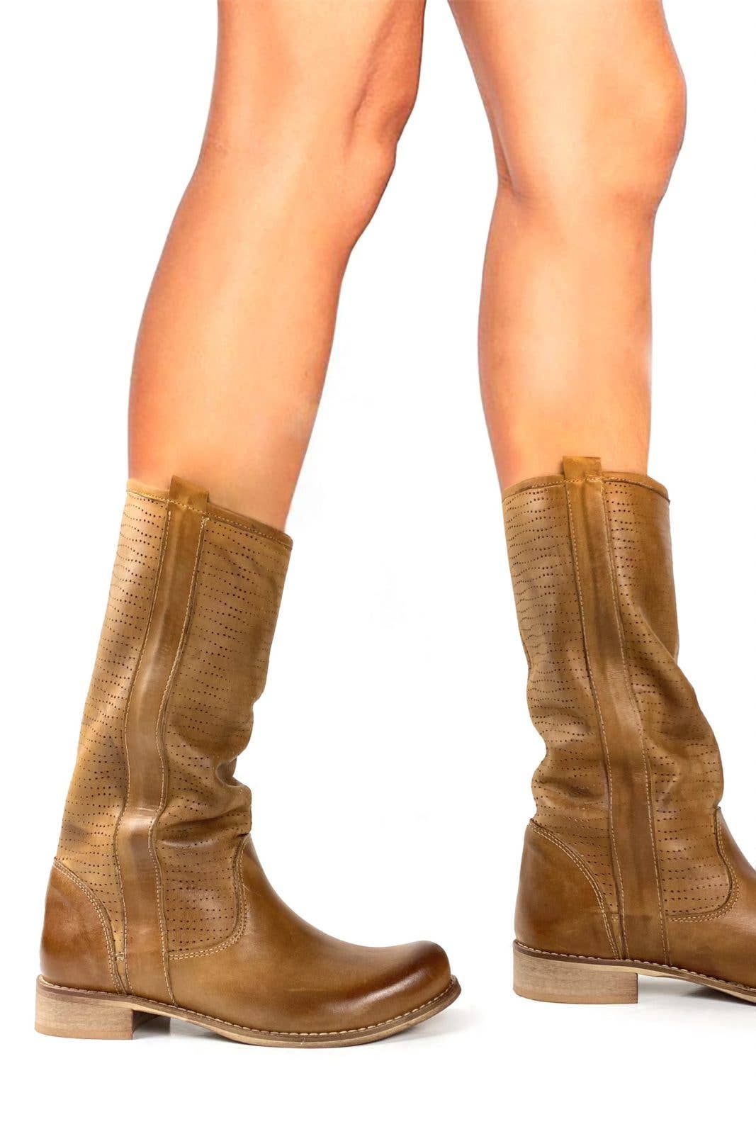 Eccellenza Donna – Großhandel Stiefel – Damen – MOSCA Stiefel aus Nubukleder in Hellbraun3