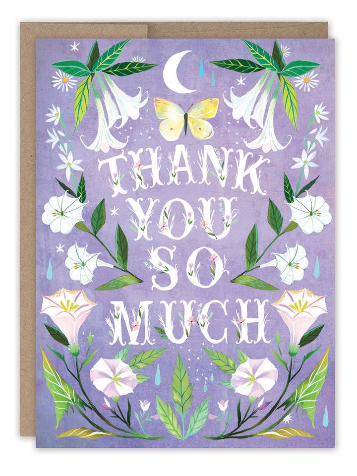 Tarjeta de agradecimiento de flores de luna lavanda para venta al por mayor de Biely & Shoaf