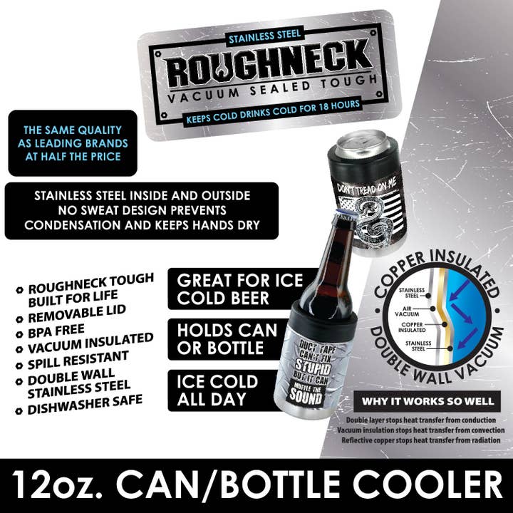 Novelty Brands - Wholesale Drink Huggers & Koozies - Metal Insulated 12 oz Can Cooler Coozie- 6 Piece Display