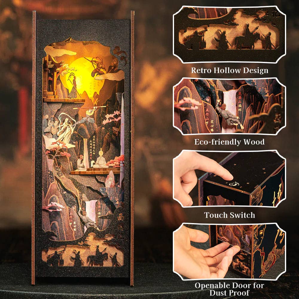 VCL CORP - Wholesale Doe-het-zelf-knutselset - The Legend of WU KONG - Zelfbouw houten boekensteun met LED-verlichting6