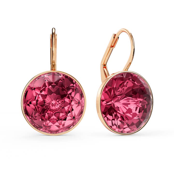 Boucles d'oreilles pendantes Bella avec cristaux roses de 10 carats pour la vente par My Jewellery Story