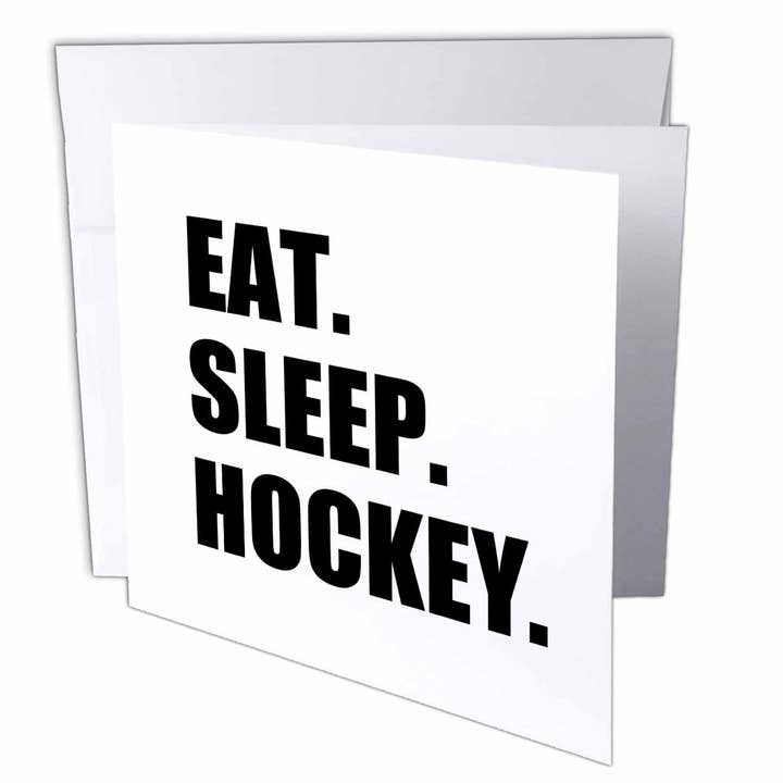 6 Greeting Cards with envelopes Eat Sleep Hockey - text gift for wholesale by 3dRose