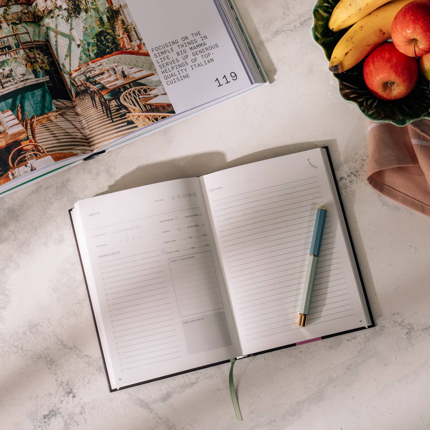 Papier - Wholesale Journal/Diary - Guided Recipe Journal, A5 Hardcover - Al Fresco8