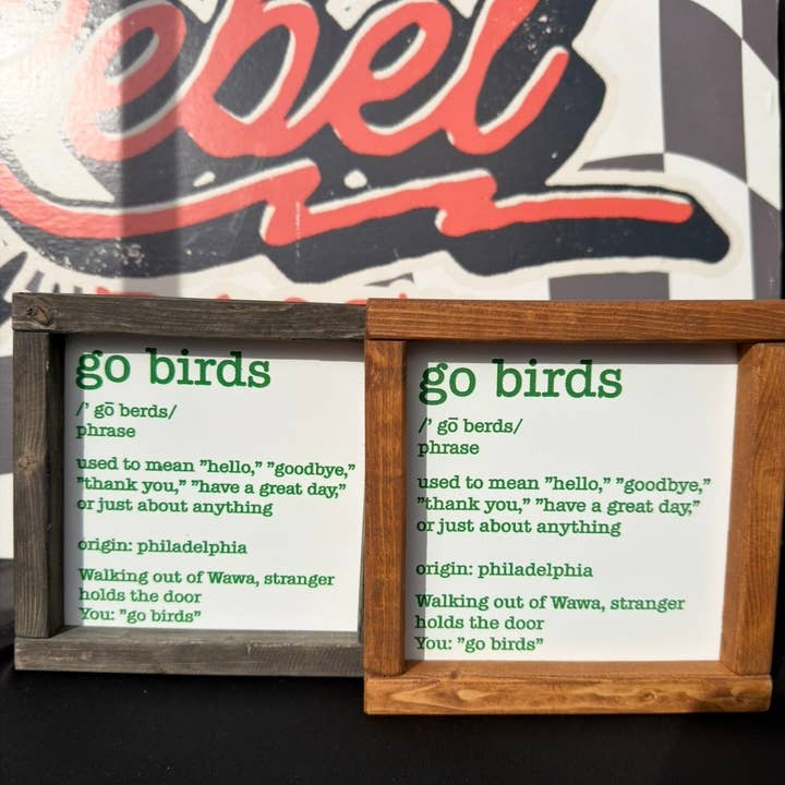 Go birds framed sign for wholesale by Rebel Roses