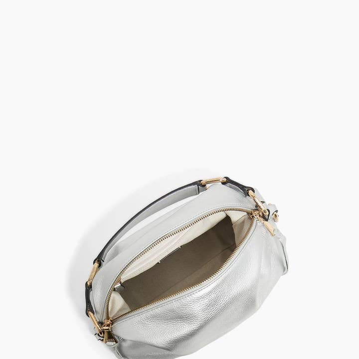 Silver Pebble Metallic Dumpling Convertible Handheld for wholesale on Faire2