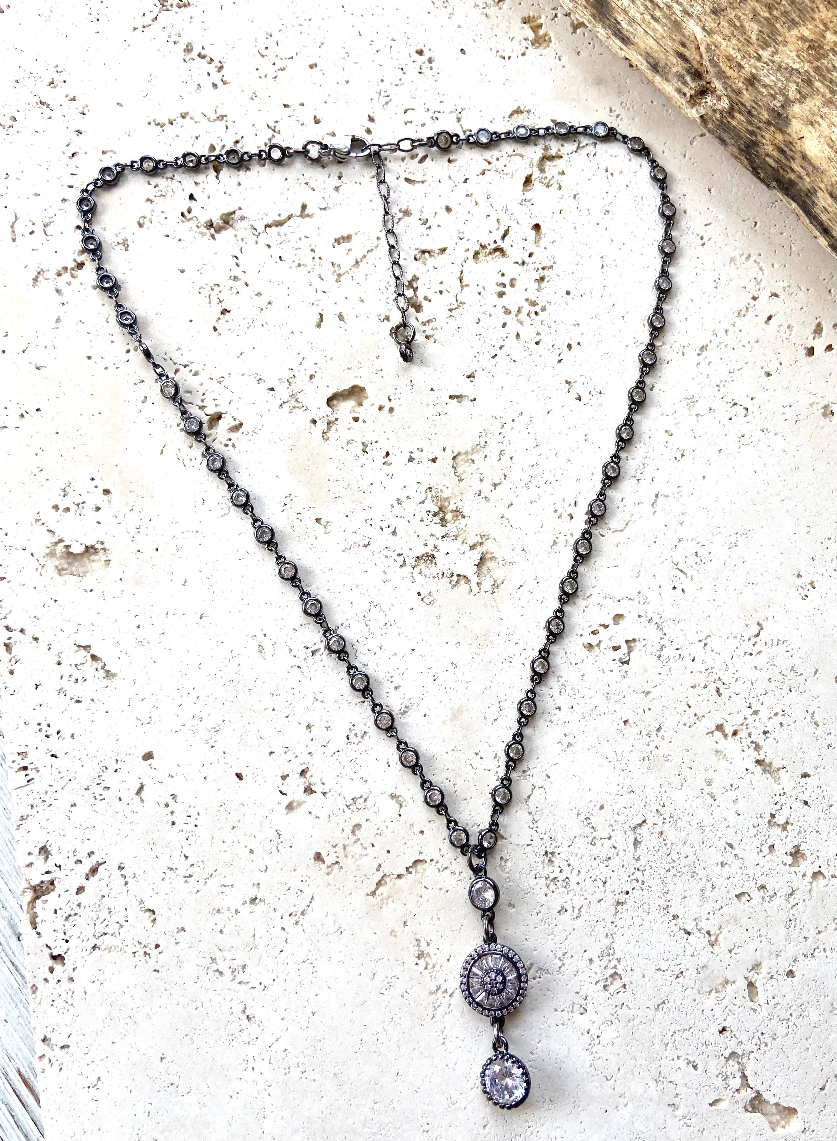 VB&CO Designs Handmade Jewelry - Wholesale Halskettinghanger - Gunmetal kristallen ketting boutique salon sieraden handgemaakt5