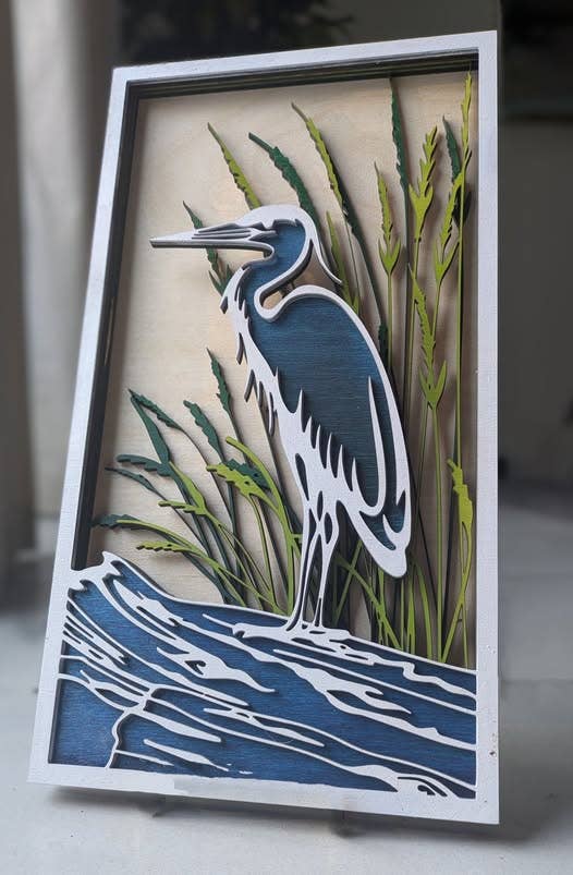 Hippie Girl Collection - Wholesale Wall Accent - Wooden Heron/Egret Wall Hanging0