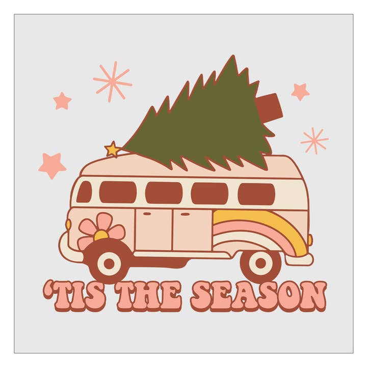 Tis The Season Christmas Van Retro DTF Transfer for wholesale by Flawless Transfers