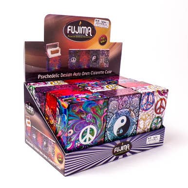 Mid America - Wholesale Cigarette Case - Fujima Psychedelic Design 100s Cigarette Box - 12ct Display