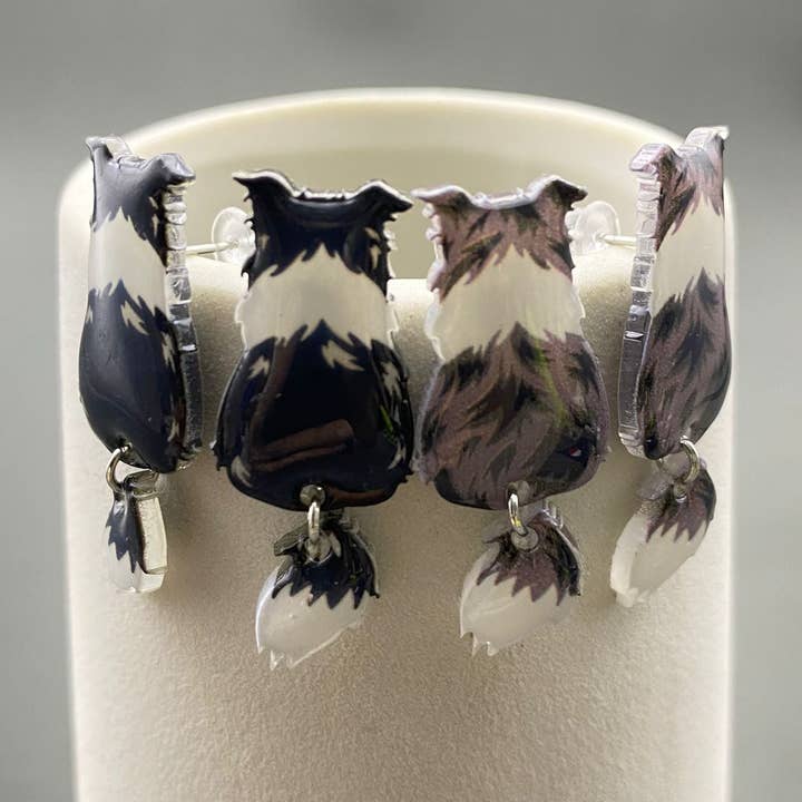 Brincos Acrílicos de Costas de Cão Border Collie - YK por atacado de Mio Queena