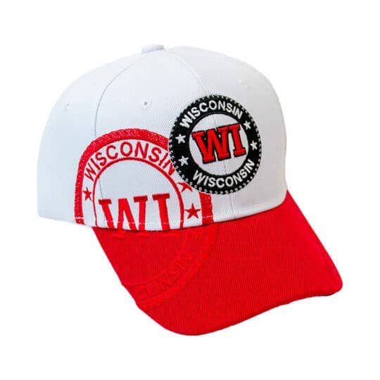 7 Star - Wholesale Baseball Cap - Women's - Wisconsin Red & White Caps