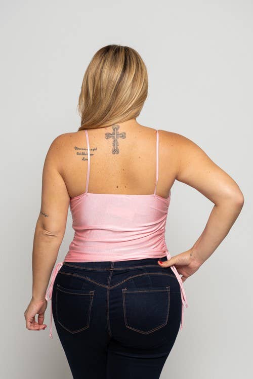 Curve Market - Wholesale Camisole - Women's - PLUS SIZE COWL NECK SIDE RUCHED CROP CAMI1