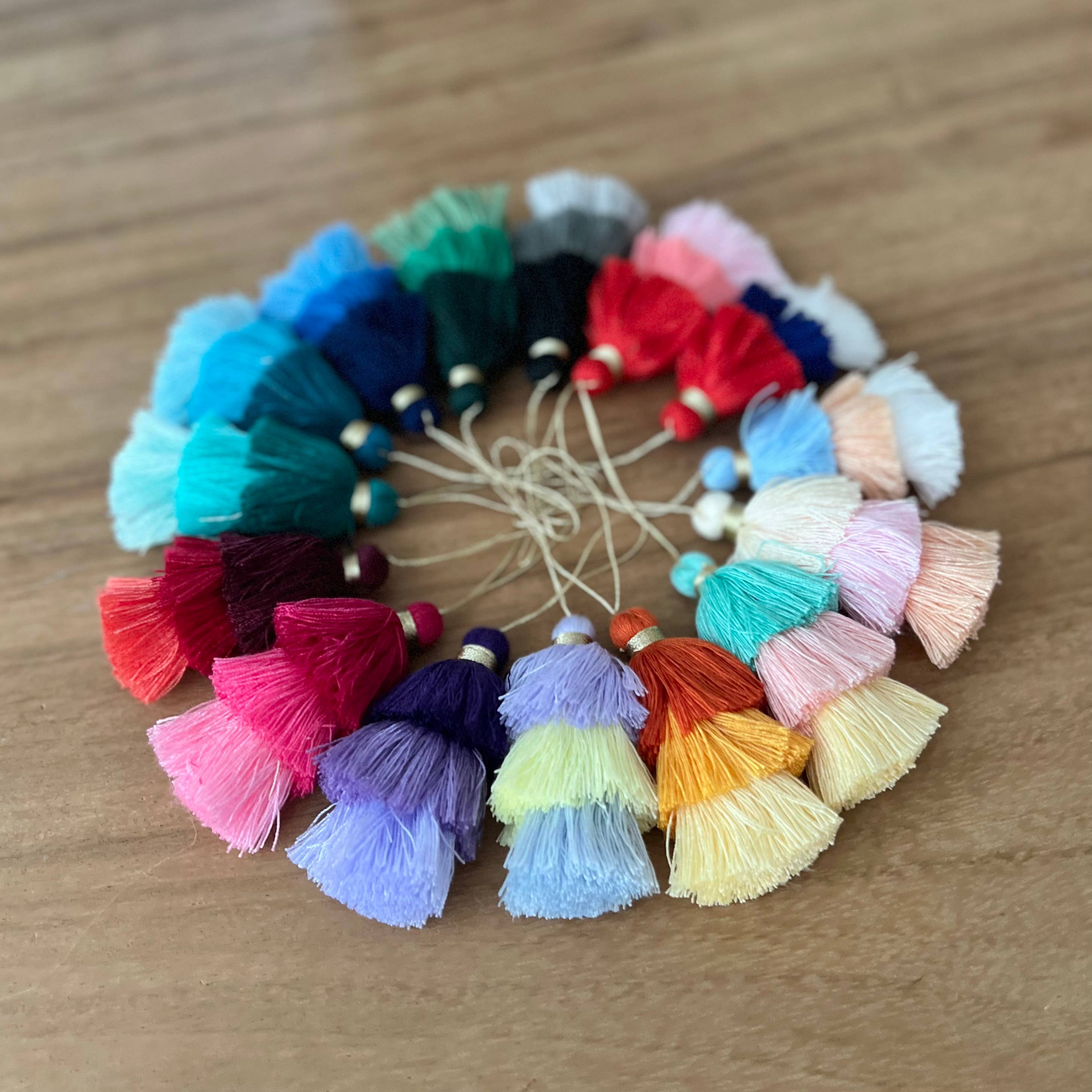 Palmy Pineapple - Wholesale Keychain - Women's - 3 Tiered Ombre Cotton Tassel with Gold Loop34