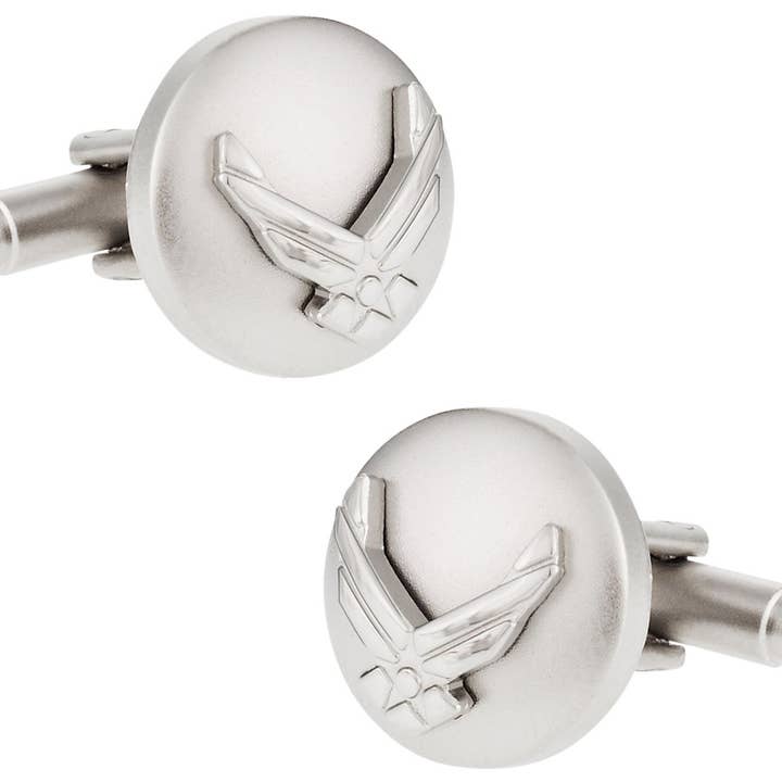 Abotoaduras Silvertone USAF Air Force com dispositivo Eagle por atacado de Cuff-Daddy