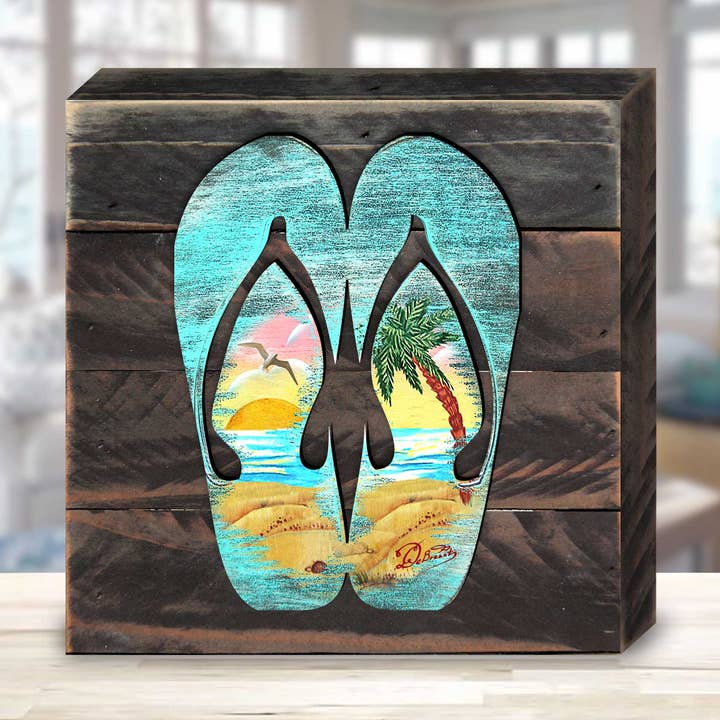 Coastal Sandals Handcrafted Wall Block G.DeBrekht for wholesale by Designocracy