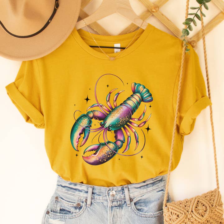 ATTA TOOD LLC - Wholesale T-Shirt (Graphic) - Women's - Mardi Gras crawfish women's graphic t-shirt, Holiday top2