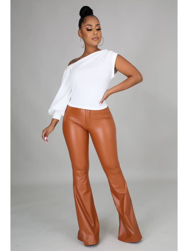 5besties inc - Wholesale Pants - Women's - Faux Leather Bell Bottom Pants.9