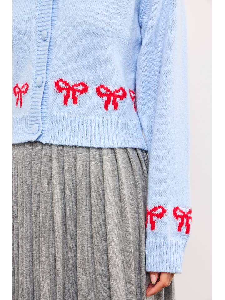 POWDER BLUE WIDE RIB COLLAR SHORT CARDIGAN for wholesale on Faire