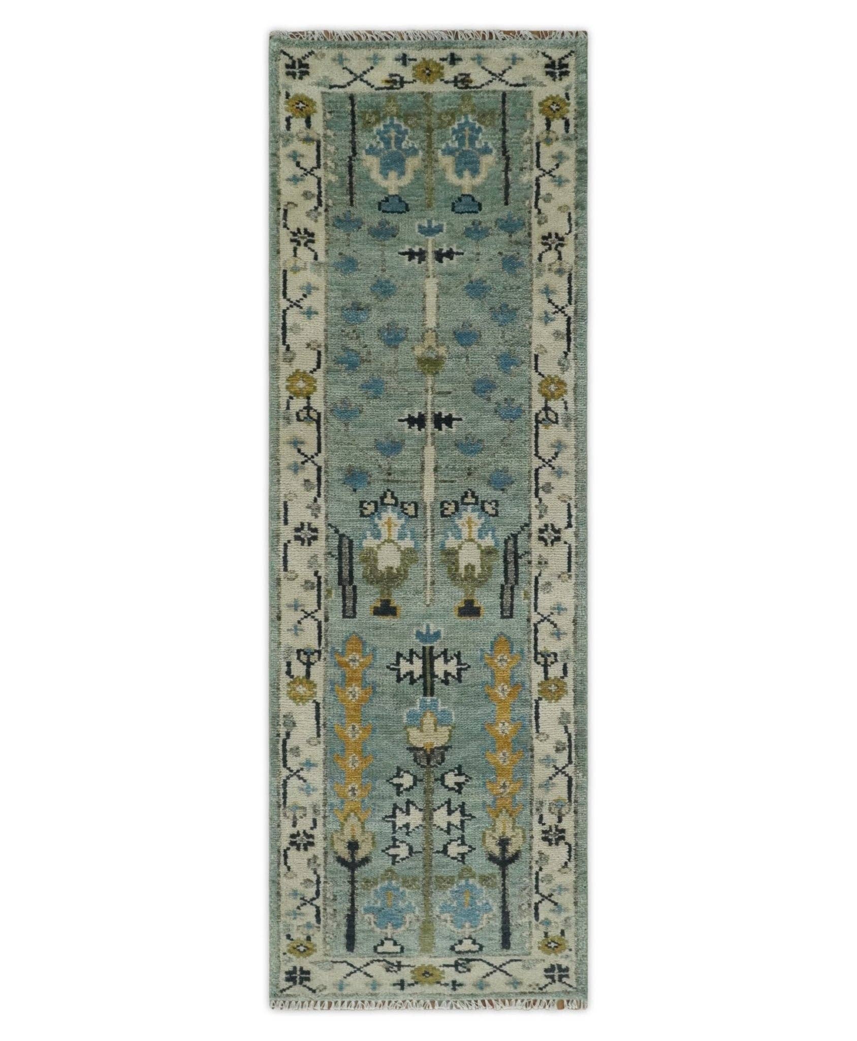 The Rug Decor, Inc. - Venta al por mayor Alfombra pequeña - Alfombra hecha a mano color verde musgo antiguo y marfil, lista para envío8