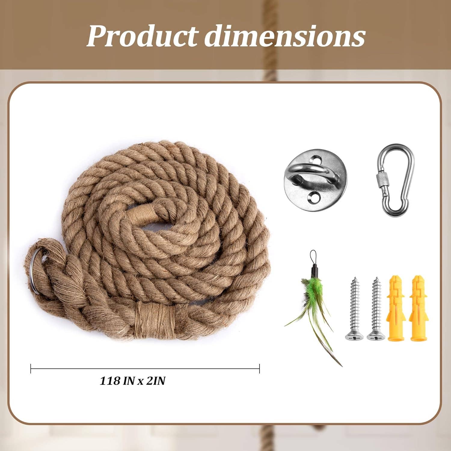 VIGOR – wholesale Pet scratcher – Cat – Cat Climbing Rope with Hook for Ceiling & Wall Mounted3