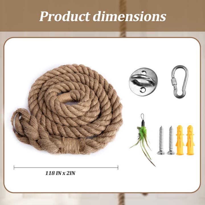 VIGOR - Wholesale Pet scratcher – Cat - Cat Climbing Rope with Hook for Ceiling & Wall Mounted3