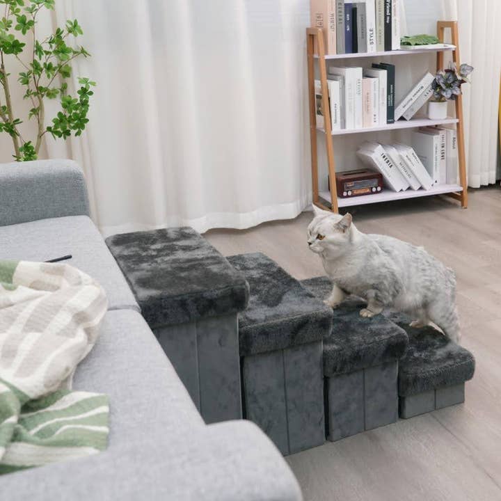 PetPals Group - Vendita all'ingrosso Rialzo/rampa - Cani e gatti - PetPals, robusta scala in peluche, per animali domestici anziani, 4-Lvl LG4