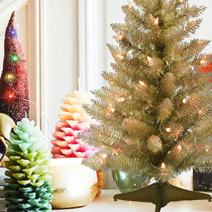 2' Prelit Champagne Tabletop Christmas Tree for wholesale on Faire0