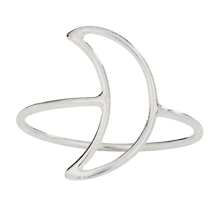 Sengetid Sterling sølv Open Moon Ring for engroshandel hos Tiger Mountain Jewelry